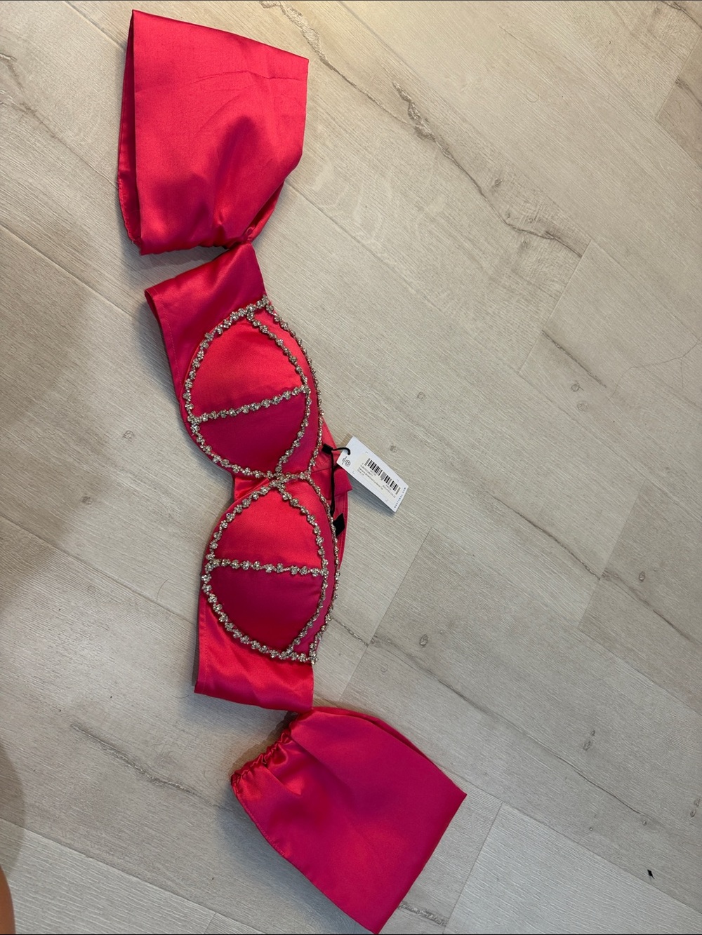 Nasty Gal Hot Pink Crystal-Trim Bandeau Top